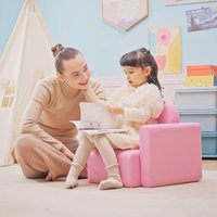 HOMCOM Kids Mini Sofa Armchair Seat 2 In 1 Table Chair Set for 3 years in Pink