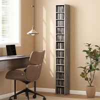 HOMCOM Set of 2 CD Media Display Shelf Unit Tower Rack Adjustable in Grey