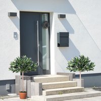 OUTSUNNY Artificial Laurel Tree Plant Greenary In an Orange Pot 90cm in Green