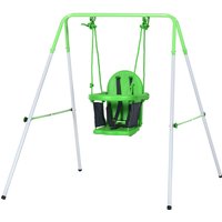 OUTSUNNY Nursery Swing with Safety Belt, Support Back, for Toddlers 6-36 Months - Green