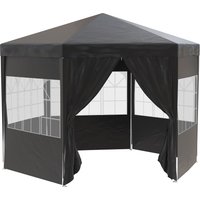 OUTSUNNY 3.9m Outdoor Gazebo Canopy Party Tent with 6 Removable Side Walls in Black