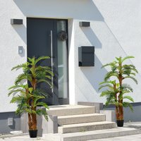 OUTSUNNY 2 Pack Artificial Palm Plant Fake Tree Potted Home Office in Green