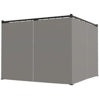 OUTSUNNY 3 x 3(m) Pergola with Retractable Roof & Curtains in Light Grey