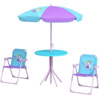 OUTSUNNY Children Table & Chair Set Outdoor Garden Furniture Set w/ Fairy Theme in Blue