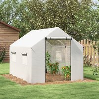 OUTSUNNY Tunnel Greenhouse W/ UV-resistant PE Cover, Wide Door, 2 x 3(m) in White