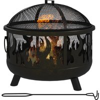 OUTSUNNY 61.5cm 2-In-1 Outdoor Fire Pit & Firewood BBQ Garden Cooker Heater in Black
