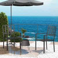 OUTSUNNY Stackable Outdoor Garden Chairs with Metal Slatted Design, Black | Size: 2 Pack
