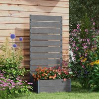 OUTSUNNY Raised Garden Bed with Trellis & Drainage Hole, Planter Box in Dark Grey