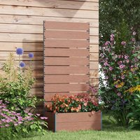 OUTSUNNY Raised Garden Bed with Trellis & Drainage Hole, Planter Box in Brown