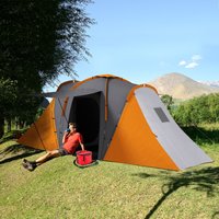 OUTSUNNY 4-6 Man Camping Tent with 2 Bedroom & Living Area in Orange