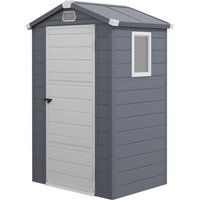 OUTSUNNY 4 x 3ft Garden Shed Storage with Foundation Kit & Vents in Dark Grey