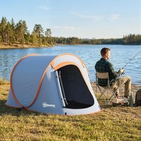 OUTSUNNY Pop up Camping Tent for 2 Man, 2000mm Waterproof with Carry Bag in Grey