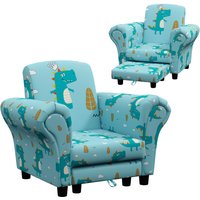 AIYAPLAY 2 Piece Kids Sofa Set with Dinosaur Design, for Nursery in Blue