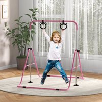 Adjustable Height Foldable Gymnastics Bar w Non Slip Mats