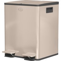 HOMCOM 2 x 20L Dual Kitchen Bin Pedal Bin for Recycling & Waste in Gold