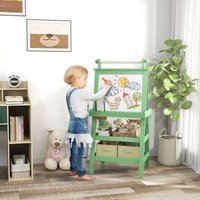 Art Easel w Paper Roll 3 1 Easel Double Sided Magnetic Whiteboard & Chalkboard w Storage Baskets
