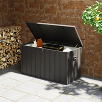 OUTSUNNY 450L Outdoor Storage Box Waterproof with Wheels & Handles in Dark Grey