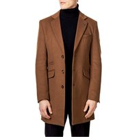 XPOSED Men's NATE Wool Blend Long Overcoat - Timeless Elegant Outerwear in Camel | Size: 52