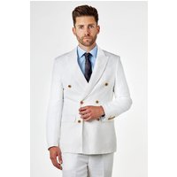 Ray Tailored Fit Herringbone Linen Double Breasted Blazer