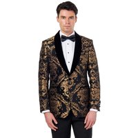 GLEN Floral Jacquard Tuxedo Jacket