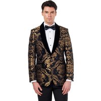 GLEN Floral Jacquard Velvet Tuxedo Jacket