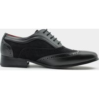 XPOSED Men's Vintage 1920s Gatsby Lace-Up Suede Brogues in Black | Size: 7