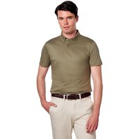 XPOSED Men's Mercerised Cotton Short Sleeve Polo Shirt for Smart Casual Wear in Khaki | Size: Medium