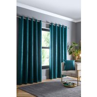 Fusion 'Strata' Triple-Woven Dimout Eyelet Curtains in Dark Green | Size: 229 cm width x 229 cm drop