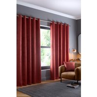 Fusion 'Strata' Triple-Woven Dimout Eyelet Curtains in Terracotta | Size: 229 cm width x 183 cm drop