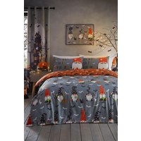 Bedlam 'Scary Gonks' Glow in the Dark Halloween Duvet Cover Set in Grey | Size: Double