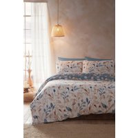 Drift Home 'Anya' All-Over Leaf Print Duvet Cover Set in Blue | Size: Super King