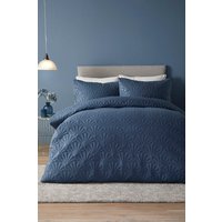Serene 'Cavali' Pinsonic Microfibre Duvet Cover Set in Dark Blue | Size: Double