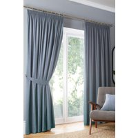 Fusion 'Dijon' Thermal & Blackout Fully Lined Pencil Pleat Curtains in Light Blue | Size: 229 cm width x 229 cm drop
