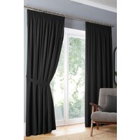 Fusion 'Dijon' Thermal & Blackout Fully Lined Pencil Pleat Curtains in Black | Size: 168 cm width x 183 cm drop