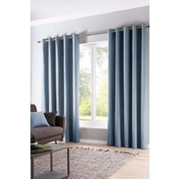 Fusion 'Sorbonne' 100% Cotton Light Filtering Plain Dyed Eyelet Curtains in Light Blue | Size: 117 cm width x 183 cm drop