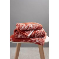 Fusion 'Matteo' Luxury 100% Cotton Leaf Motif Jacquard Towel in Terracotta