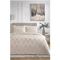 Soiree 'Belfort' Woven Geo Velvet Duvet Cover Set in Ivory | Size: Super King