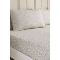 Dreams & Drapes 'Tess' Easy Care Ditsy Floral Leaf Print Fitted Sheet in Natural | Size: Double Fitted