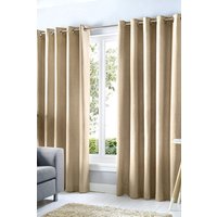 Fusion 'Cannes' 100% Cotton Black Out Plain Dyed Eyelet Curtains in Natural | Size: 117 cm width x 183 cm drop