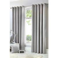 Fusion 'Cannes' 100% Cotton Black Out Plain Dyed Eyelet Curtains in Silver | Size: 168 cm width x 229 cm drop