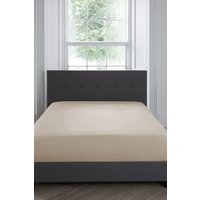 Appletree 'Premium 200TC Plain Dye' Hotel Quality 100% Percale Cotton Fitted Bed Sheet in Natural | Size: Double Fitted