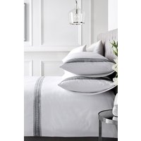 Appletree 'Embroidered Band' 100% Cotton Embroidered Duvet Cover Set in Black | Size: Super King