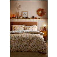 Dreams & Drapes 'Autumn Foliage' Autumnal Watercolour Print Duvet Cover Set in Natural | Size: Double