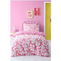 Bedlam Women's Bow & Stripes -Easy Care Double Duvet Cover Set in Pink
