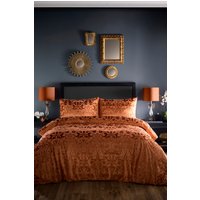 Laurence Llewelyn-Bowen 'Firenza' Damask Velvet Duvet Cover Set in Red | Size: Super King