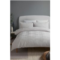 Serene 'Embossed Geo' Embossed Textured Duvet Cover Set in Grey | Size: Super King