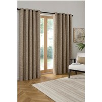 Curtina 'Talon' Jacquard Woven Textured Pair of Eyelet Curtains in Natural | Size: 168 cm width x 229 cm drop