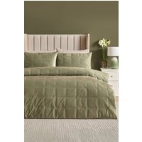 Soiree 'Brighton Square' Soft Velvet Box Stitched Duvet Cover Set in Green | Size: King