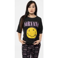 Nirvana Women's Grunge Smile Pyjamas in Black | Size: Large