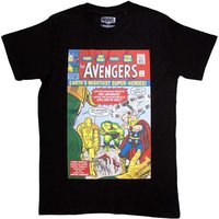 Marvel Avengers Earths Mightiest Comic Cover T-Shirt in Black | Size: XL